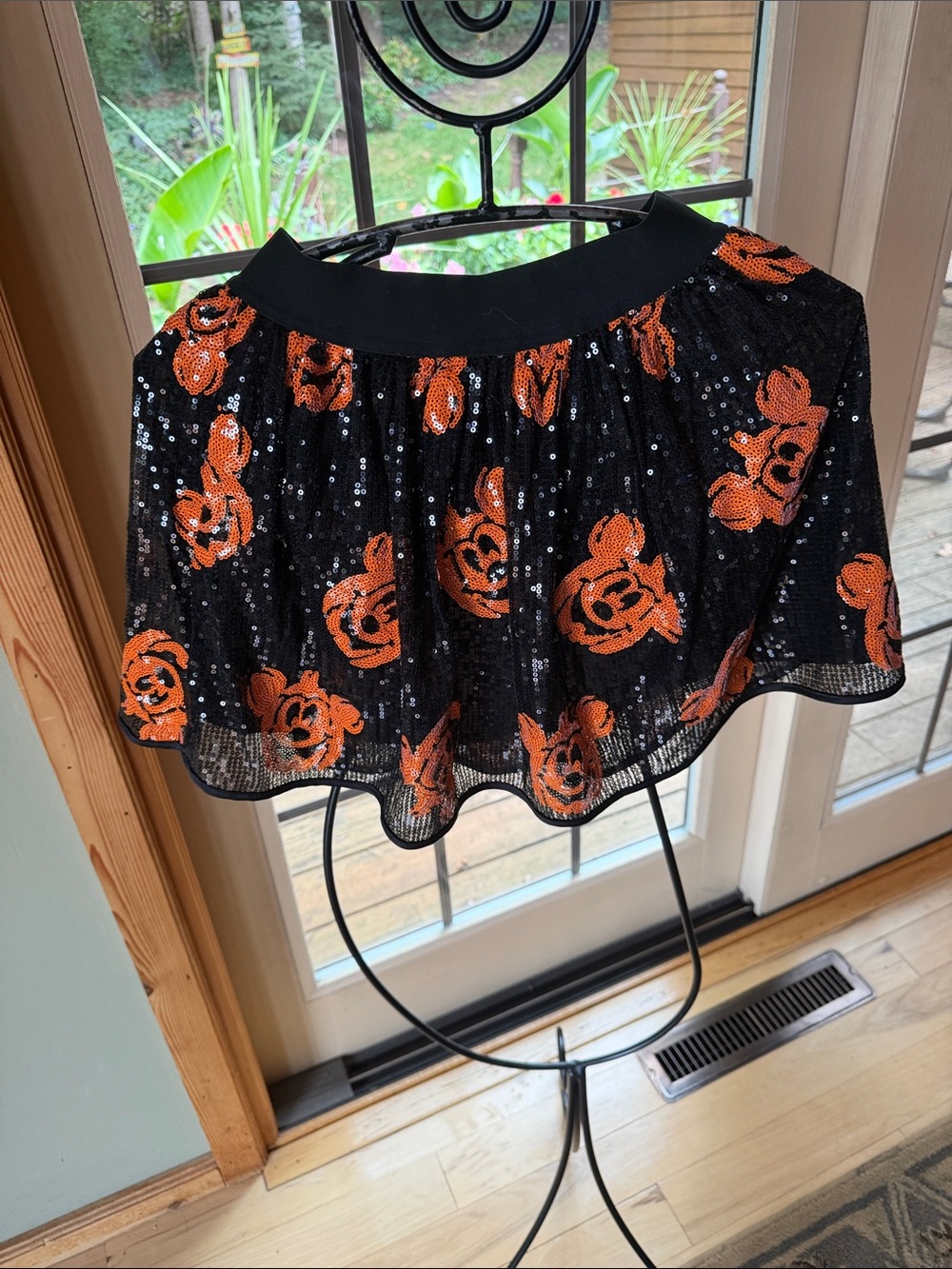 Disney Sequin Halloween Pumpkin Mini Sz 7-8 Skirt - Black & Orange